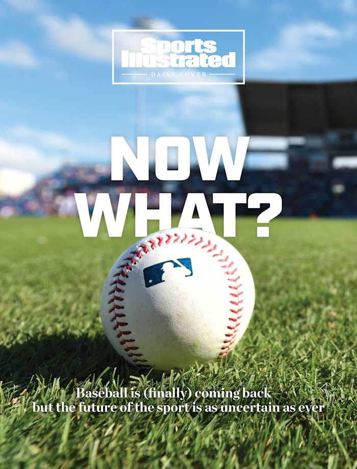 MLB baseball sits on grass